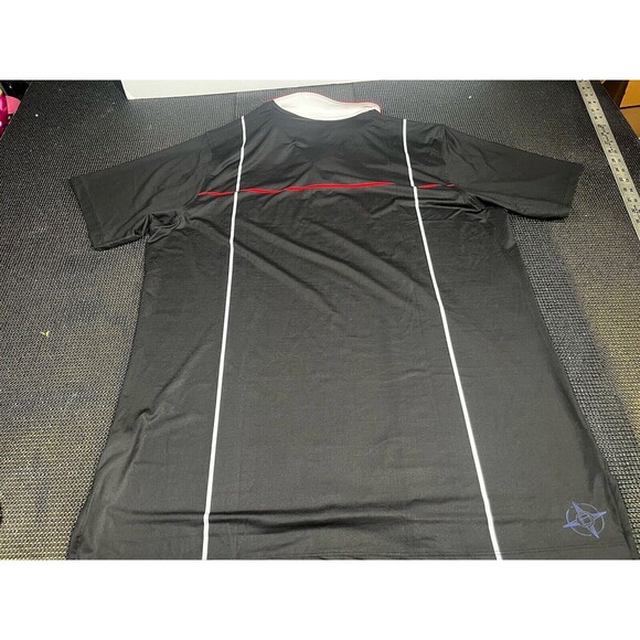 B Draddy Polo Shirt Mens Large Black Sport Performance Collared Golf SS Red - Picture 6 of 7